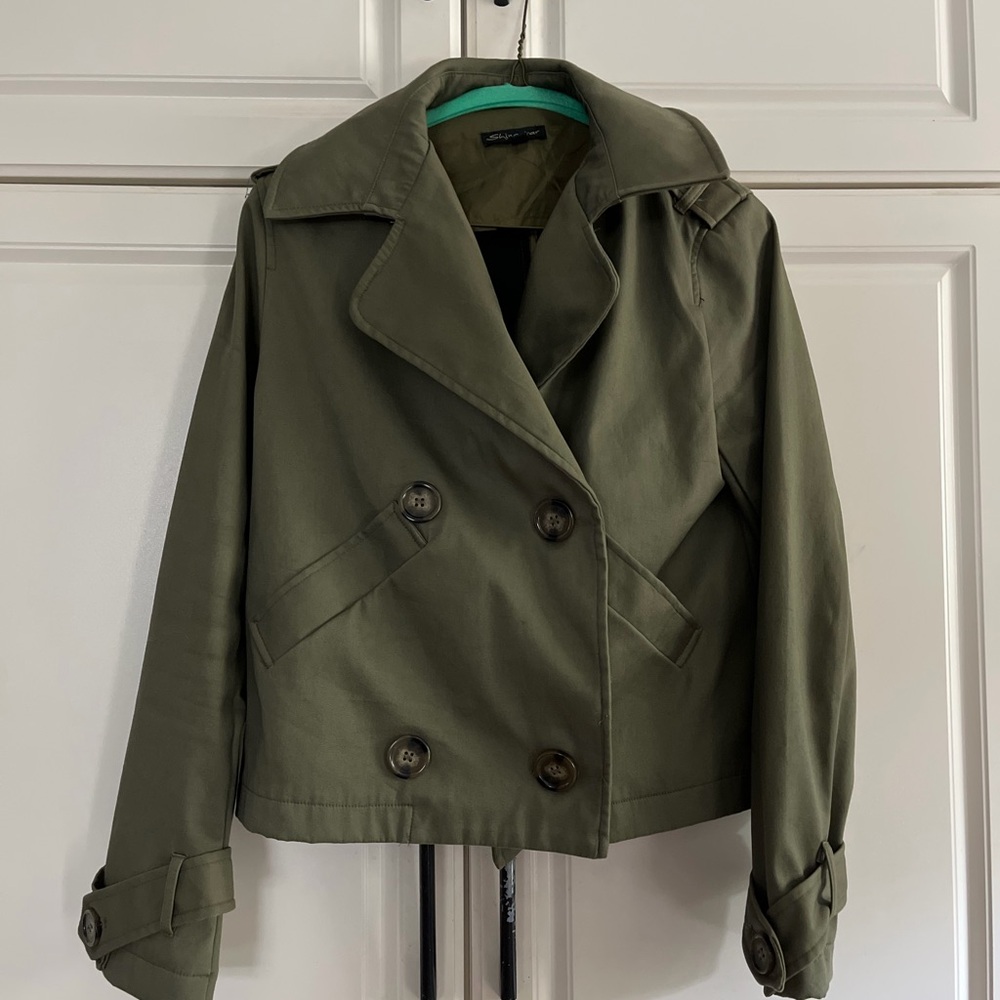 Olive Green Double-Breasted Women's Jacket